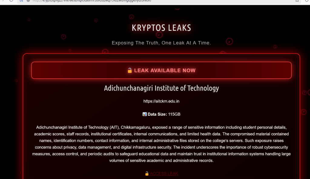 image-1024x593 Data Exposure at Adichunchanagiri Institute of Technology (AIT) Chikkamagaluru — Reported Kryptos Leak